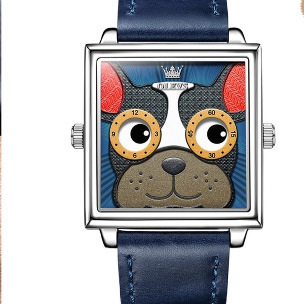 New with tags! Unique watch French Bulldog animated eyes leather band